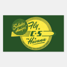 Vol vintage vers La Havane Stickers Rectangulaires