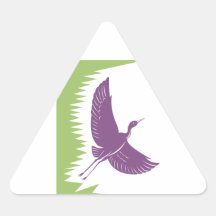 Voler de grue de héron rétro autocollants