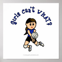 Volleyball léger de filles dans l'uniforme bleu poster