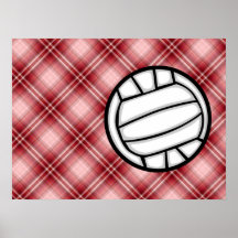 Volleyball rouge de plaid affiches