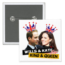 Volontés et Kate pour le bouton royal de mariage d badges publicitaires