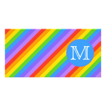 Votre lettre, arc-en-ciel barre le monogramme cartes de vœux avec photo