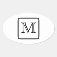 Votre lettre. Monogramme fait sur commande. Noir e Stickers Ovales