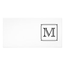 Votre lettre. Monogramme fait sur commande. Noir e Carte Avec Photo
