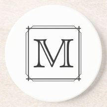 Votre lettre. Monogramme fait sur commande. Noir e Dessous De Verre
