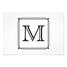 Votre lettre. Monogramme fait sur commande. Noir e Cartons D'invitation