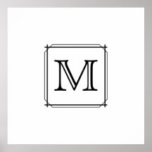 Votre lettre. Monogramme fait sur commande. Noir e Affiches