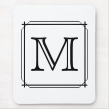 Votre lettre. Monogramme fait sur commande. Noir e Tapis De Souris