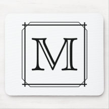 Votre lettre. Monogramme fait sur commande. Noir e Tapis De Souris