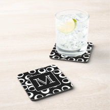 Votre lettre. Monogramme noir et blanc. Motif d'am Dessous-de-verre
