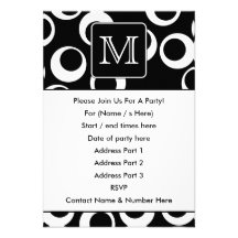 Votre lettre. Monogramme noir et blanc. Motif d'am Invitation