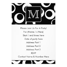 Votre lettre. Monogramme noir et blanc. Motif d'am Invitations Personnalisées