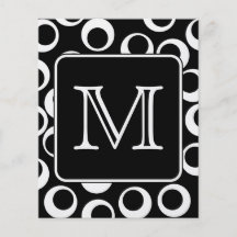 Votre lettre. Monogramme noir et blanc. Motif d'am Tract Personnalisé