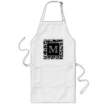 Votre lettre. Monogramme noir et blanc. Motif d'am Tabliers