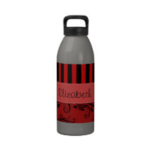 Votre nom barre des lignes noir rouge de damassé bouteilles d'eau