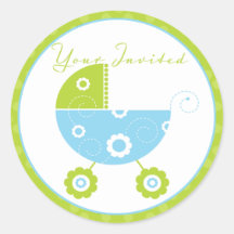 Votre vert et bleu de poussette invité adhésif