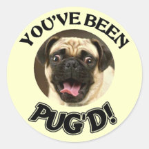VOUS AVEZ ÉTÉ PUG'D ! - CHIEN DRÔLE DE CARLIN AUTOCOLLANT ROND