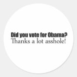 Vous avez voté pour Obama Autocollant Rond