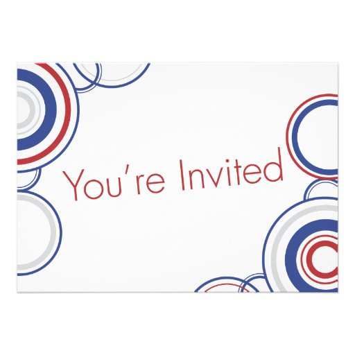 Vous êtes invités - les cercles bleus et rouges invitations