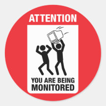 Vous êtes surveillés - humour de bureau adhésif rond