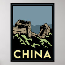 voyage d'art déco de l'Asie de Grande Muraille de  Affiche