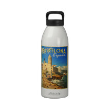 Voyage vintage de Barcelone Espagne Bouteilles D'eau Réutilisables