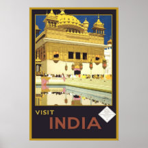 Voyage vintage de l'Inde de visite Poster