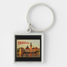 Voyage vintage de Prague Porte-clé
