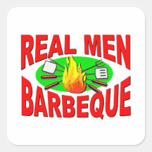 Vrai barbecue d'hommes. Conception drôle pour le r Sticker Carré