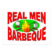 Vrai barbecue d'hommes. Conception drôle pour le r Cartes Postales