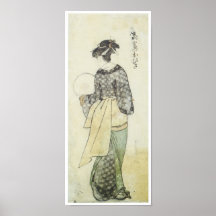 Vue arrière de beauté Ohisa, Utamaro, 1792 Poster