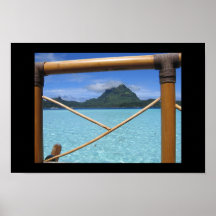 Vue de balustrade de pavillon de Bora Bora Tahiti  Posters