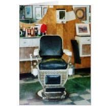 Vue de face de chaise de coiffeur cartes de vœux