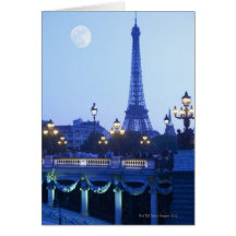 Vue de soirée de Tour Eiffel Carte De Vœux