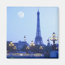 Vue de soirée de Tour Eiffel Aimants Pour Réfrigérateur