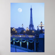 Vue de soirée de Tour Eiffel Poster