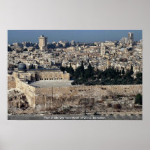 Vue de vieille ville du mont des Oliviers, Jérusal Posters