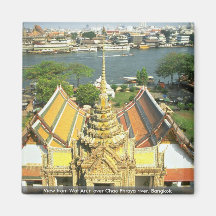 Vue de Wat Arun au-dessus du fleuve Chao Phraya, B Magnets