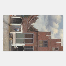Vue des maisons à Delft la petite rue Stickers En Rectangle