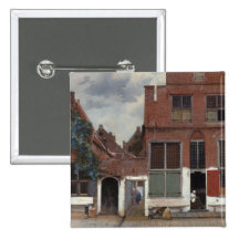 Vue des maisons à Delft la petite rue Badge Avec Épingle