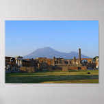 Vue du Vésuve au-dessus des ruines de Pompeii Affiche