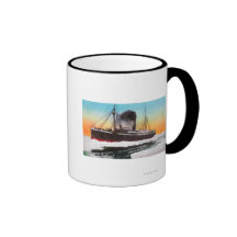 Vue d'un vapeur dans une confiture de glace mug à café