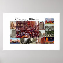 Vues de ville de Chicago, l'Illinois Posters