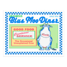 WAGON-RESTAURANT BLEU de MOO par Boynton Carte Postale
