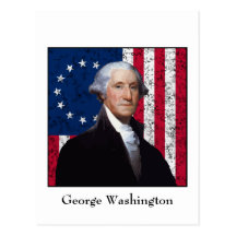 Washington et le drapeau américain carte postale