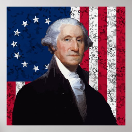 Washington et le drapeau américain posters