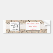 Water Bottle Label Light Coral Pink/Brown Swirls H Bumper Sticker