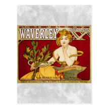 Waverley fait un cycle - art Nouveau - Alphonse Mu Cartes Postales