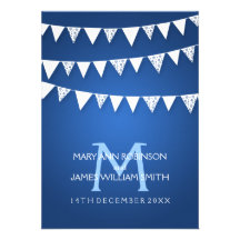 Wedding Reception Love Bunting Monogram Blue Custom Announcement