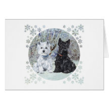Westie et Scottie dans le paysage de Milou Cartes
